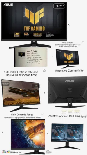 "ASUS TUF Gaming 32" 4K 160Hz"