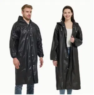 معطف مطر طويل عالي الجودة - مصنوع من مادة EVA المتينة، بتصميم قلنسوة قابل للتعديل، خفيف الوزن
