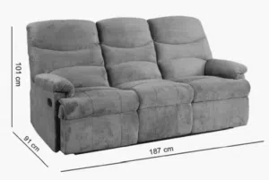 أريكة P-ALASKA بثلاثة مقاعد قابلة للإمالة - رمادية