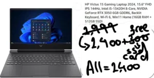 HP Victus + SSD هدية  2400 بدل3200 – قابل للتفاوض  + Free SSD  Now 2400 Instead of الحق عليه بسرعه