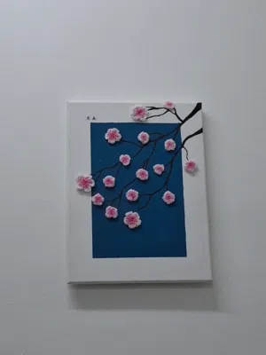 Sakura crochet flower painting