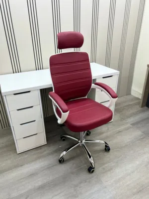 كرسي مدير جلد باللون العنابي المميز جك ايطالي ظهر هزاز هاي كوالتي اقل سعر بسعر المصنع