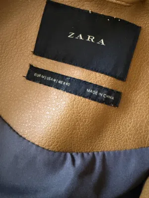جاكيت زارا Zara اصلي مستعمل لون بني جلد رجالي مقاس M