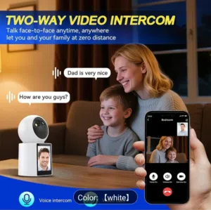 كاميرا مراقبةWiFi، شاشة مدمجة، اتصال فيديو مع الطفل، رؤية ليلية، دوران 360° call camera +vedio