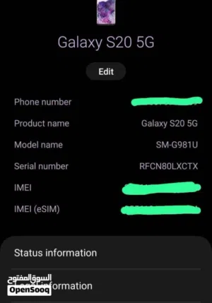 Samsung s20 5g 128 gb 4 gb ram