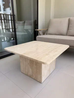 Travertine square coffee table