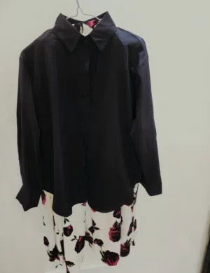 white skirt with roses on it and extra frill, matching shirt also