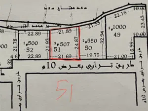 قطعة أرض  مصراته زريق للبيع مساحتها 507 متر مربع