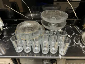 Crockery - 4 X Glass Platter, 12 X Glasses And 4 X Ceramic Plates