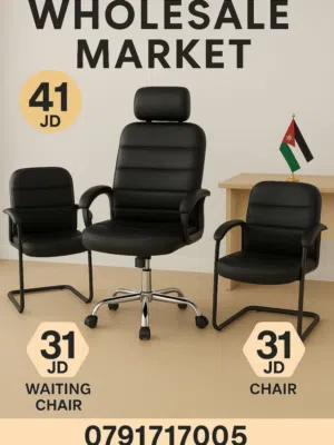 كراسي/كرسي طقم المدير المميز فخامة الجلد الأسود مع قاعدة كروم أنيقة