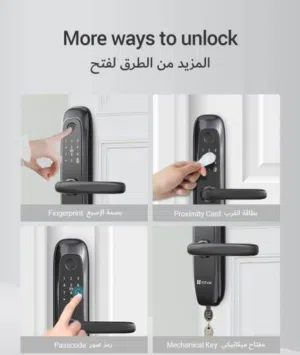 "قفل البصمة الذكي EZVIZ L2 – أمان متطور مع بصمة، رقم سري، وتطبيق للتحكم"