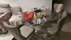 GLASS TOP DINNING TABLE GOOD CONDITION