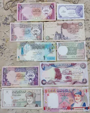 فررصة ما تتكرر 10 عملات ورقية خليجية و عربية مع هدية حجر عقيق عماني اقرأ الوصف مهم.