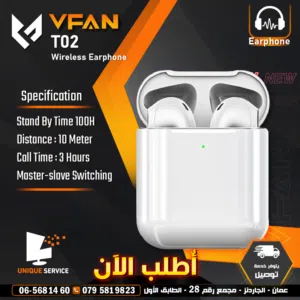 سماعات أذن جودة عالية وصوت واضح بلوتوث دون تأخير T02 Wireless Earbuds No Delay / Clear Sound