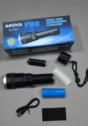 مصباح أكوفا P90 فائق الخفة قابل لإعادة الشحن مع بطارية