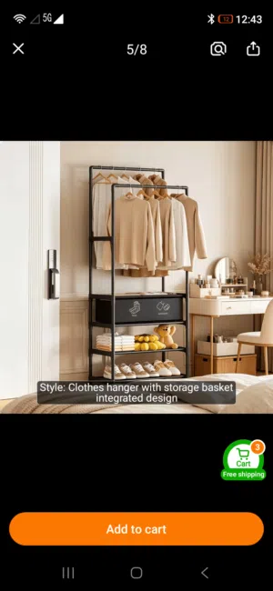 Steal clothes hanging stand with shoe rack with covers and wheels at bottom