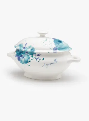 Elegant Acquerello Floral Soup Tureen