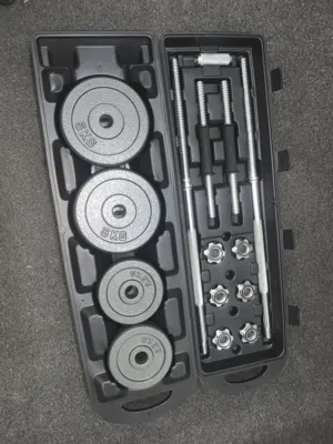 طقم أوزان حديد 50 كجم للبيع طقم دمبل وبار حديد Cast Iron وزن إجمالي 50 كجم، مناسب للتمارين