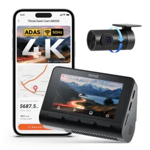 كاميرا تشاومي 4k بحالة الوكالة تصوير امامي وخلفي 70mai a800
