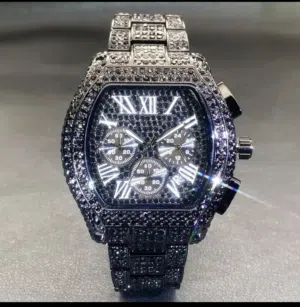 ساعة رجالية فاخرة مزينة بالراين من MISSFOX، بتصميم حديث وأنيق،