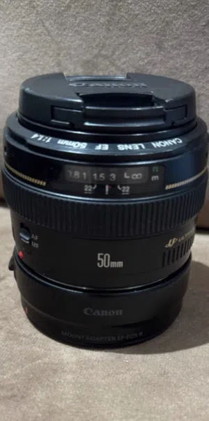 عدسة كانون 50 F1.4 و ادابتر كانون EF TO RF