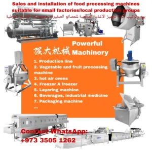 Sales and installation of food processing machines