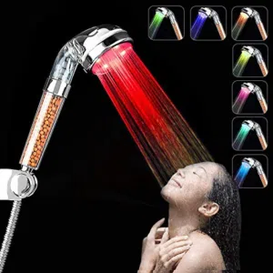 الدوش العجيب المضئ + تقويه ضغط الماء LED shower بدون كهرباء او بطاريات دش حمام