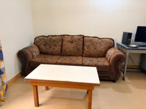 Classic 3 seater Fabric Sofa and Wooden Coffee Table