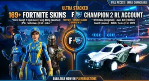 حساب مزدوج فورتنايت + روكت ليغ 169 سكن سكن الريبر OG سيارة TW Octane رانك شامبيون 2 الوصف مهم!
