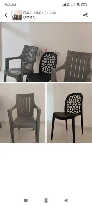 3 Plastic chairs for sale