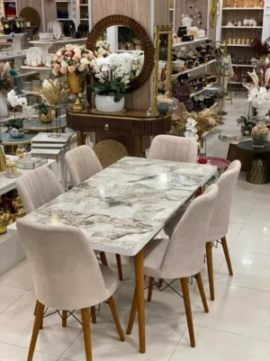 طاولة سفرة 6 كراسي (مكفول ) جميع الالوان يوجد توصيل اقل سعر في المملكة طاولات