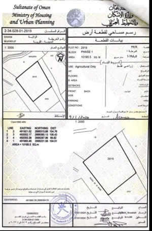 للبيع ارض زارعيه ممتازه في صحم مخليف قريبه من الشارع العام
