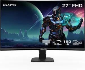 شاشة جيجابايت منحنية GIGABYTE GS27FC احترافية - 180Hz  حجم 27 بوصة Curved