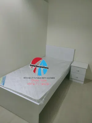 Bed with mattress also side table