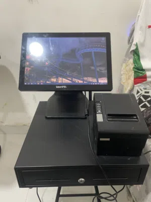 نظام كاشير POS متكامل (شاشة لمس + طابعة فواتير + درج) - بحالة ممتازة