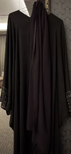 Grey abaya with embroidery