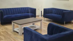 3 piece blue velvet  sofa set