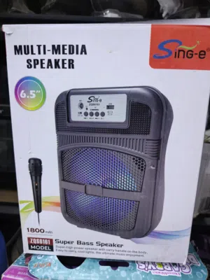 سماعة وسائط متعددة من طراز Sing-e ZQS6161، تتميز بوجود مقبض للحمل وتأتي مع ميكروفون سلكي. [1, 2]  تت
