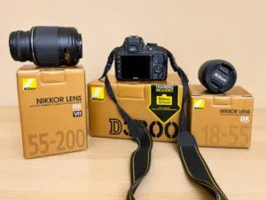 Nikon D3300 25 Mega Pixel Camera with 18-55 mm lens and 75-200 mm telescope lens.