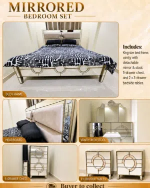 Mirrored Bedroom set and vanity