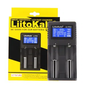شاحن بطاريات ثنائي ليثيوم مع شاشة عالي الجودة LIITOKALA LII-PD2 Smart Battery Charger