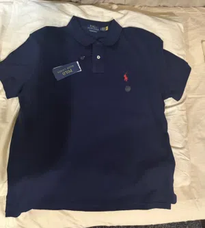 NWT Polo Ralph Lauren Men's Custom Slim Fit Polo Shirt - Navy Blue - Size L