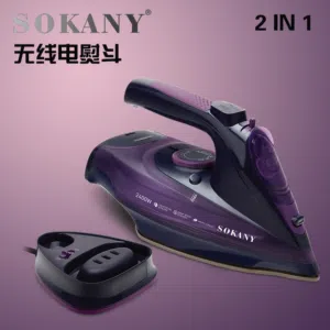 مكواة ملابس SOKANY اللاسلكية مع قاعدة شحن SOKANY cordless iron with charging base كاويه بخارية.