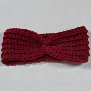 handmade crochet ear warmers/headbands, adult size, dark red green light brown and royal blue