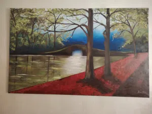 لوحه رسم يدوي بالوان زيتيه منظر طبيعي