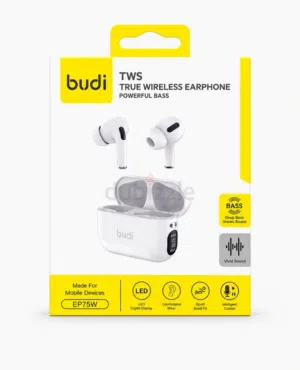 Wireless Earbuds Budi EP75W True Wireless Earbuds with Charging Case (White)