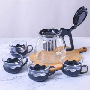طقم إبريق شاي زجاجي – 5 قطع المحتوى: – إبريق شاي 1000ml – 4 أكواب 150ml