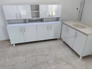 كاونتر مع ملحق مترين مع سنك متر و20 سم المغسله مرمر خشب MDF