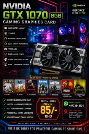 EVGA NVIDIA 8 GB DDR5 Graphics Card 256 Bit (Output DP X 3 / HDMI X 1 / DVI-D 1)