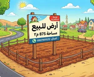 أرض للبيع مساحة 875متر بمنطقة الهبارة بالقرب من مدرسة الحرية